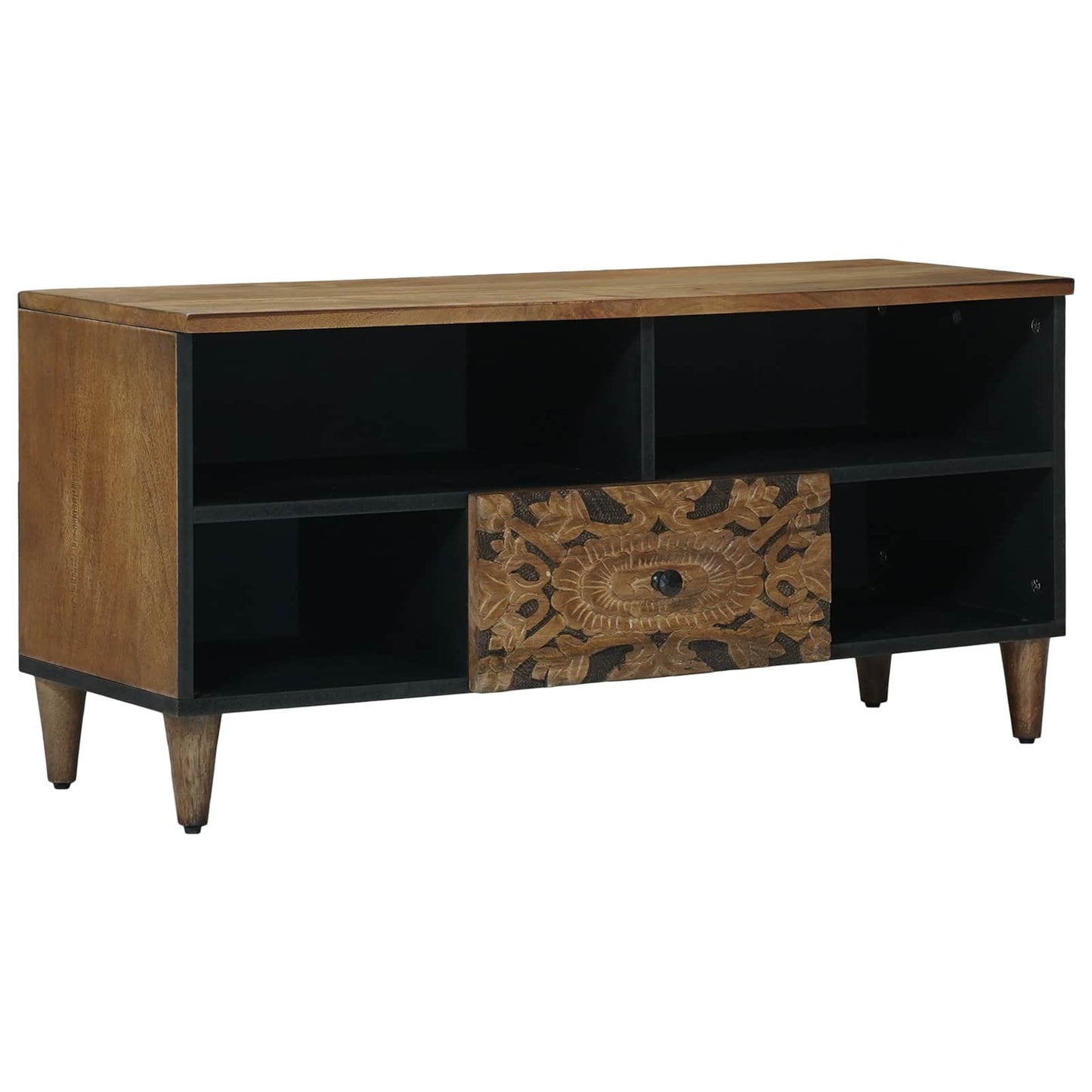 TV-skab med skuffe Brun 100 x 33,5 x 46 cm Massivt mangotræ