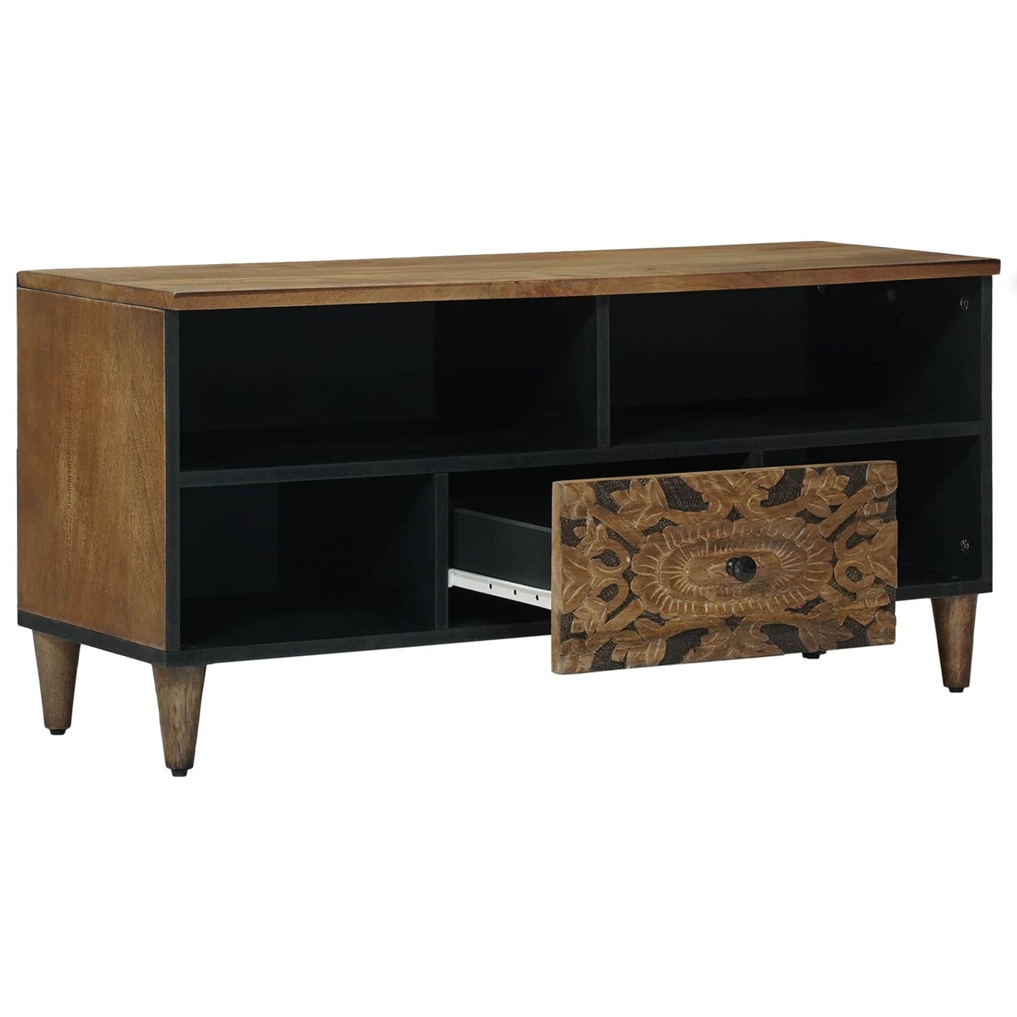 TV-skab med skuffe Brun 100 x 33,5 x 46 cm Massivt mangotræ
