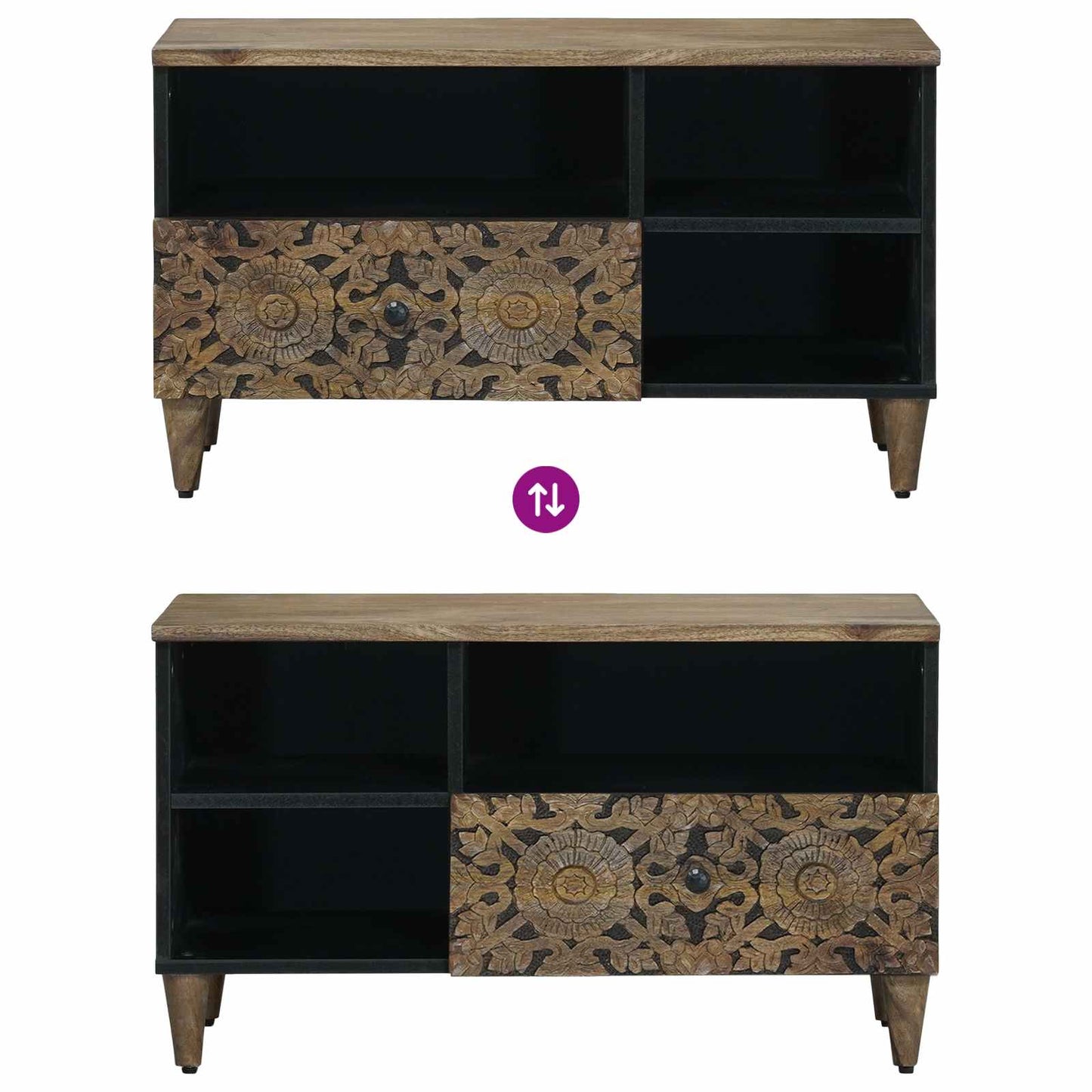 TV-skab med skuffe Brun 80 x 33,5 x 46 cm Massivt mangotræ