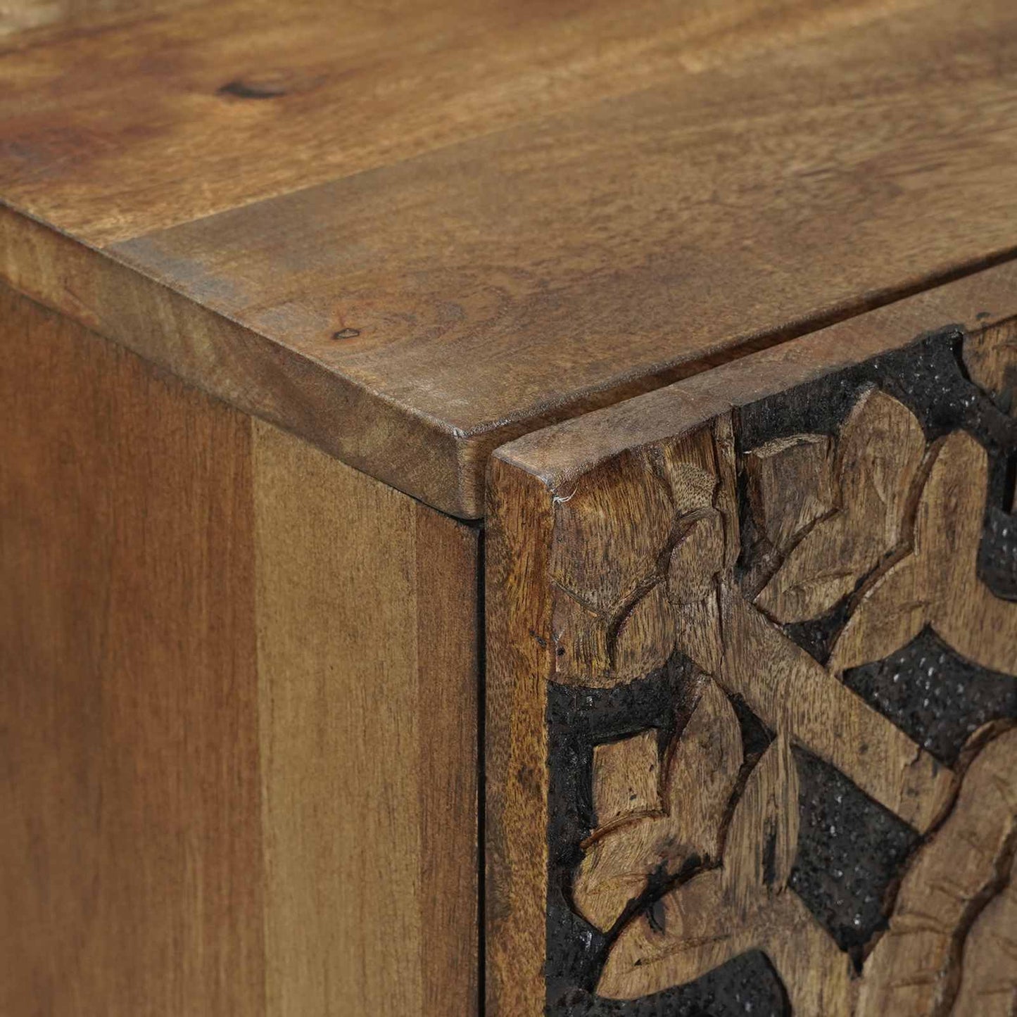 Sideboard med hylde Brun 90 x 33,5 x 75 cm Massivt mangotræ