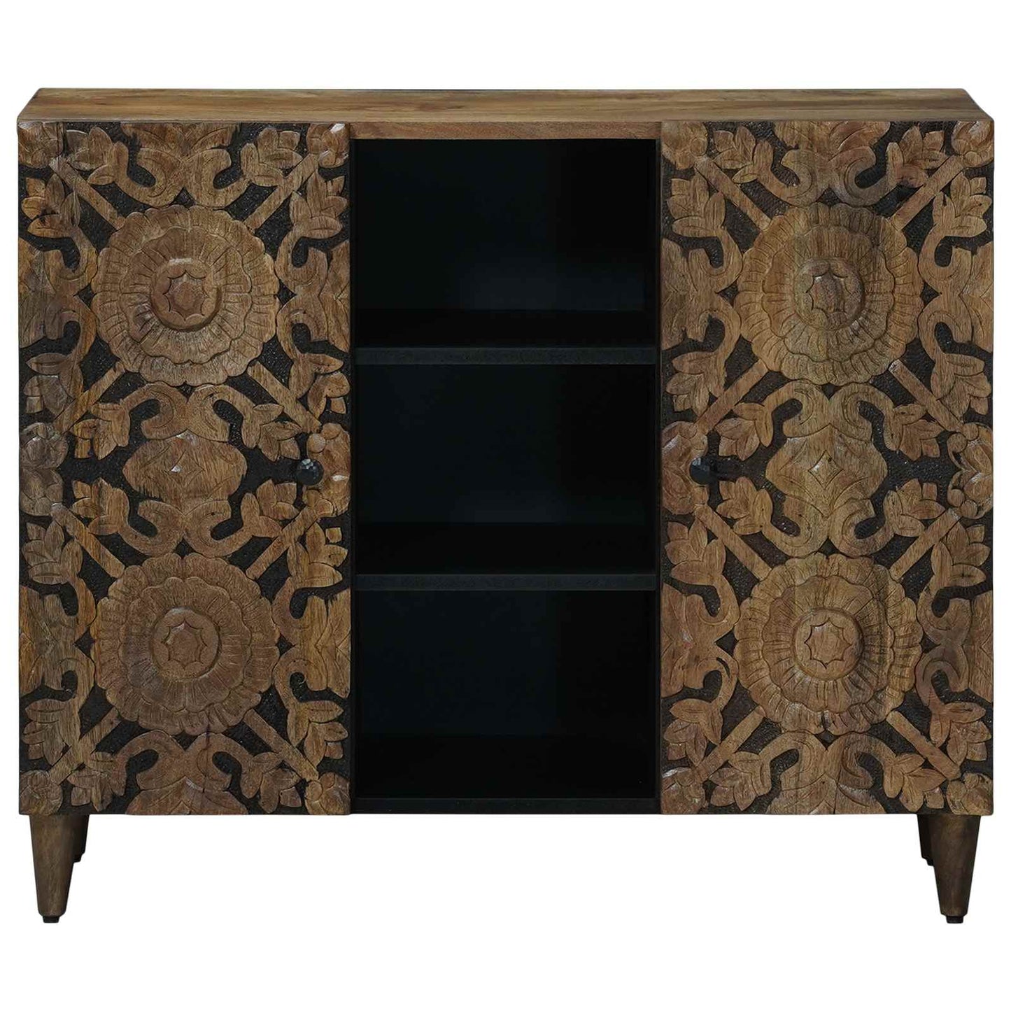 Sideboard med hylde Brun 90 x 33,5 x 75 cm Massivt mangotræ