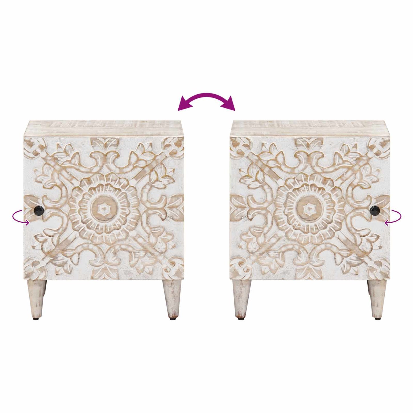 Natskab 2 pcs Hvid 40 x 33,5 x 46 cm Massivt mangotræ