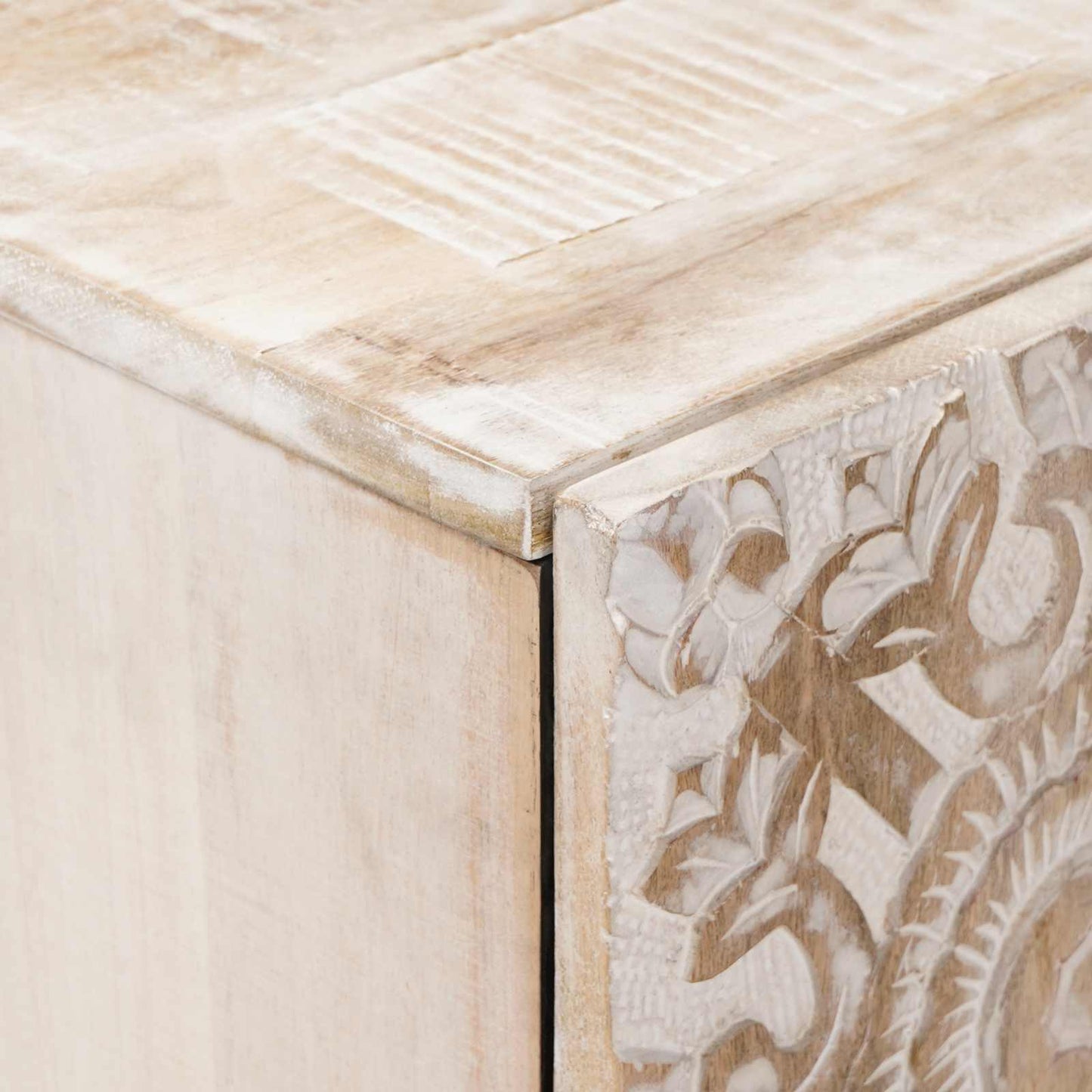 Opbevarings Sideboard 60 x 33,5 x 75 cm Massivt mangotræ Hvid