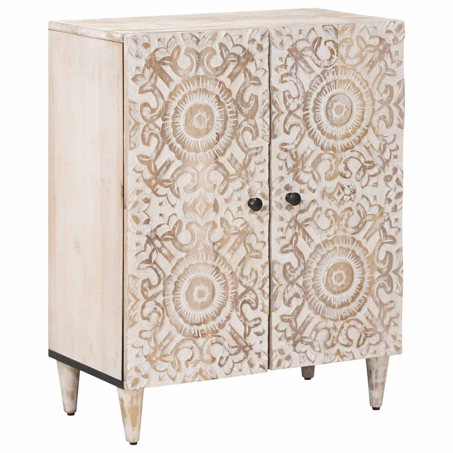 Opbevarings Sideboard 60 x 33,5 x 75 cm Massivt mangotræ Hvid