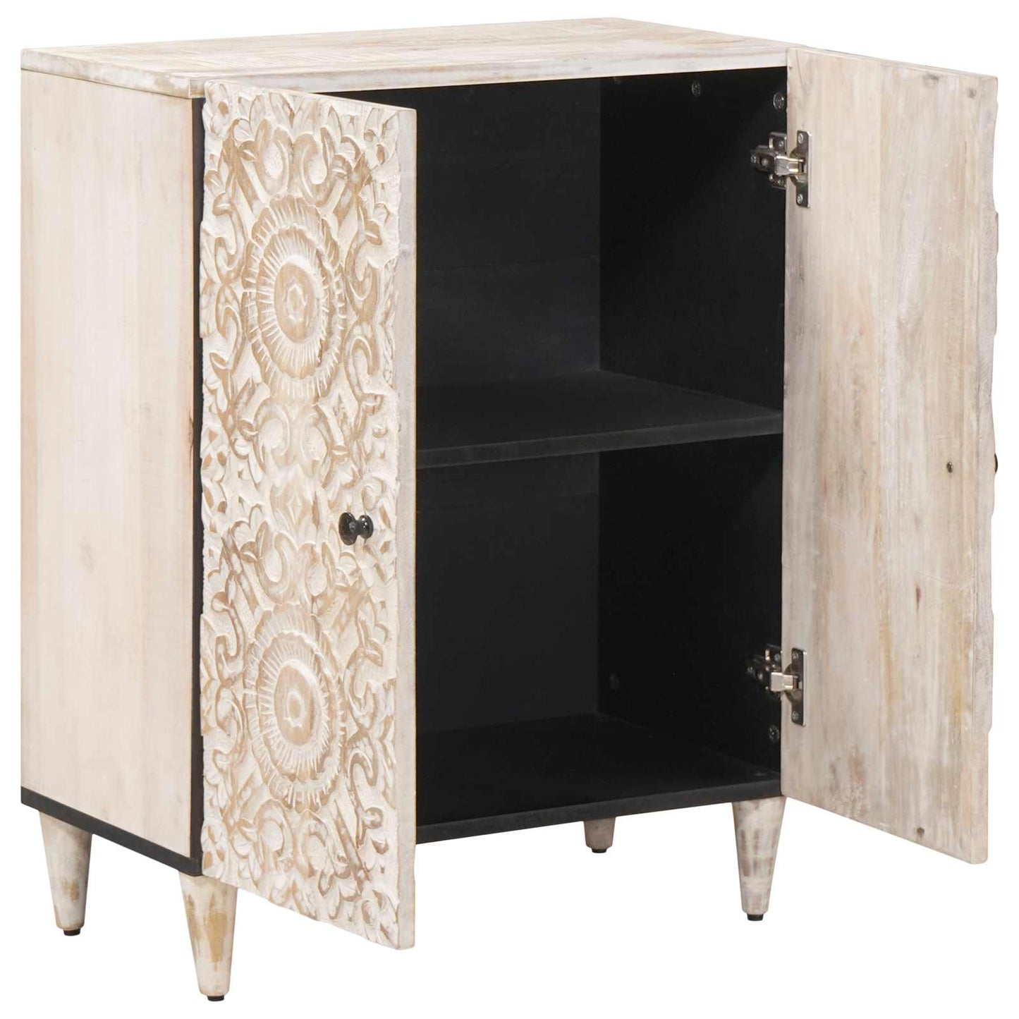 Opbevarings Sideboard 60 x 33,5 x 75 cm Massivt mangotræ Hvid
