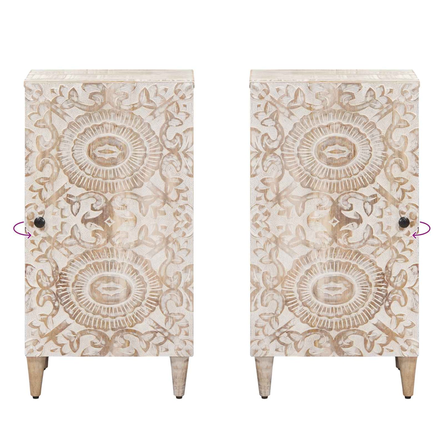 Sideboard med dør Hvid 40 x 33,5 x 75 cm Massivt mangotræ