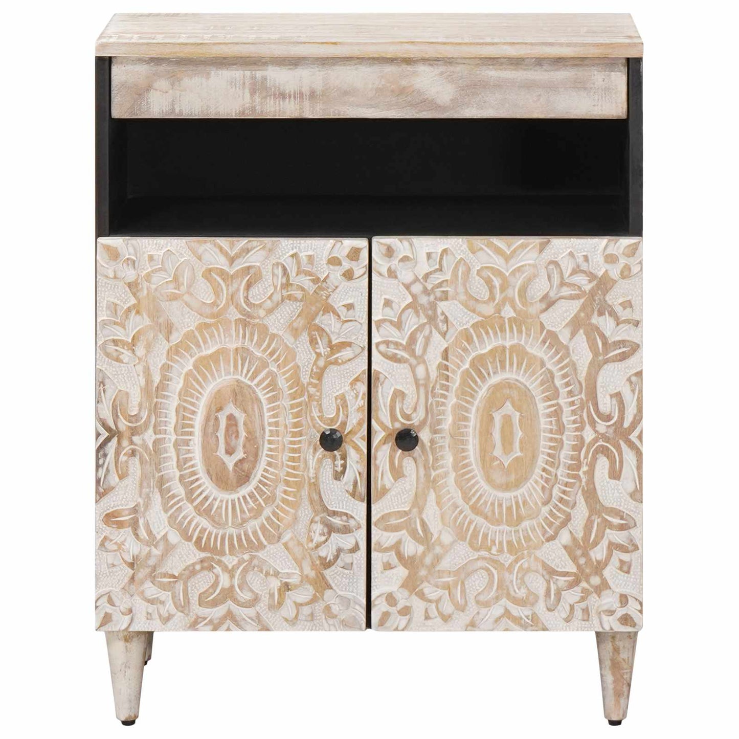 Sideboard med dør Hvid 60 x 33,5 x 75 cm Massivt mangotræ