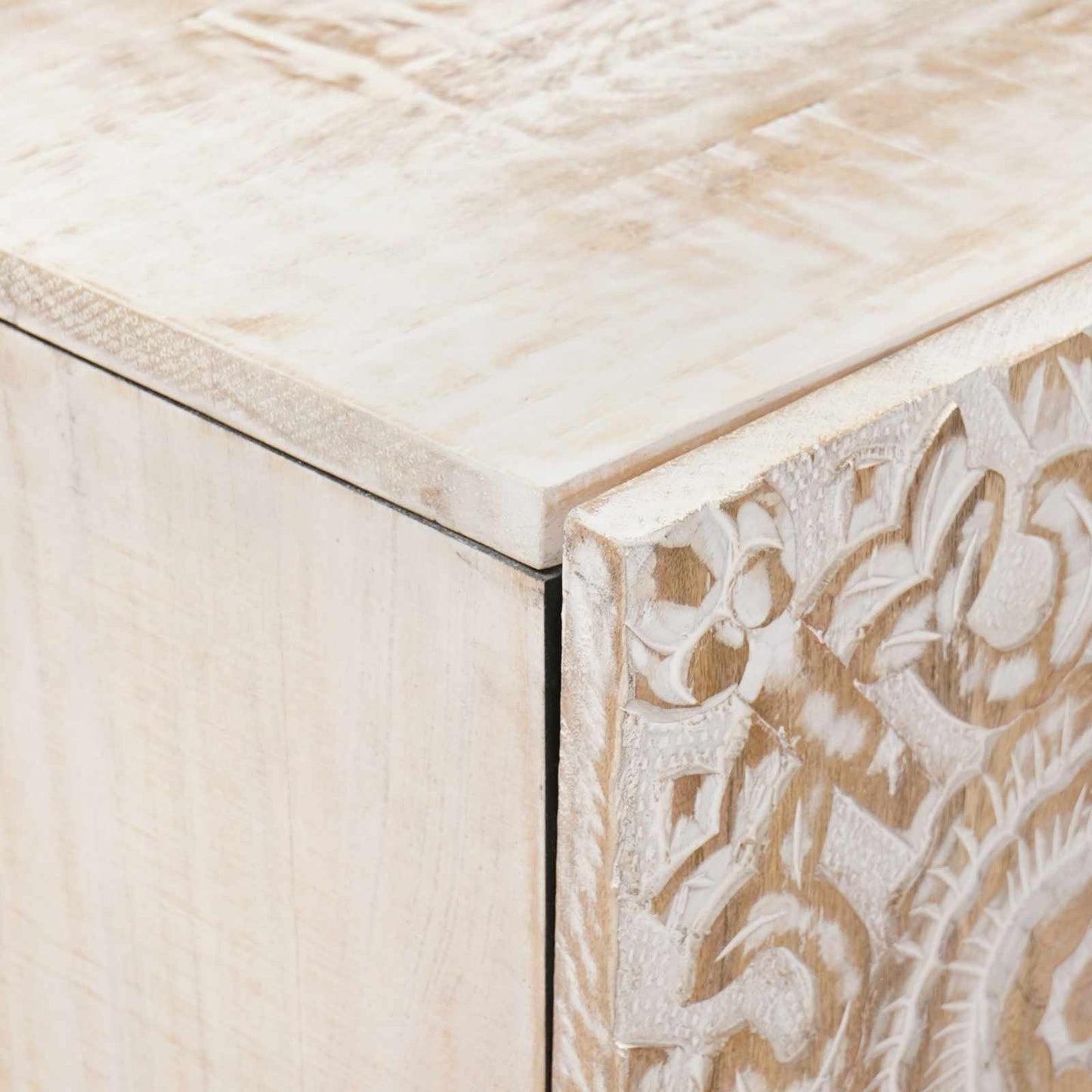 Sideboard med dør Hvid 60 x 33,5 x 75 cm Massivt mangotræ