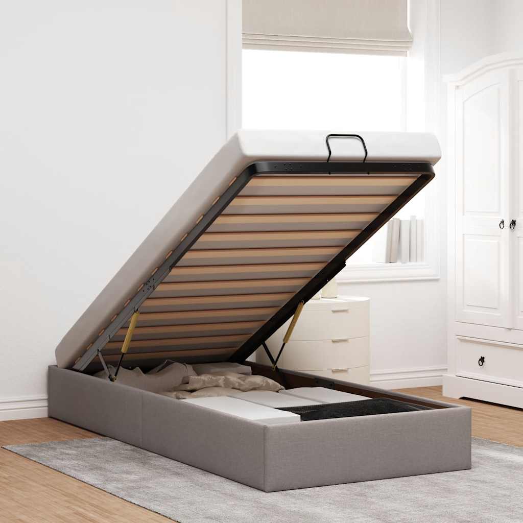osmannisk sengeramme uden madras 100x200 cm stof gråbrun