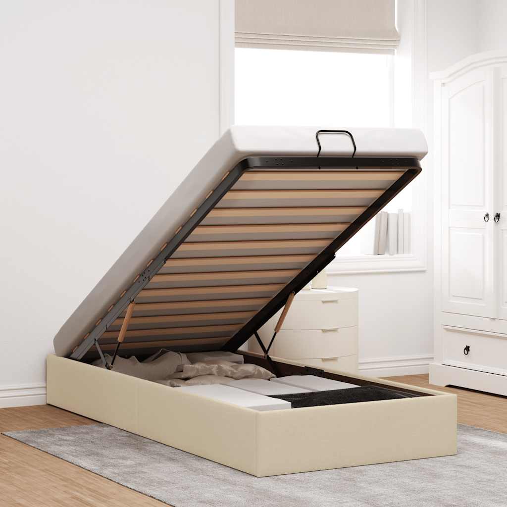 osmannisk sengeramme uden madras 100x200 cm stof cremefarvet