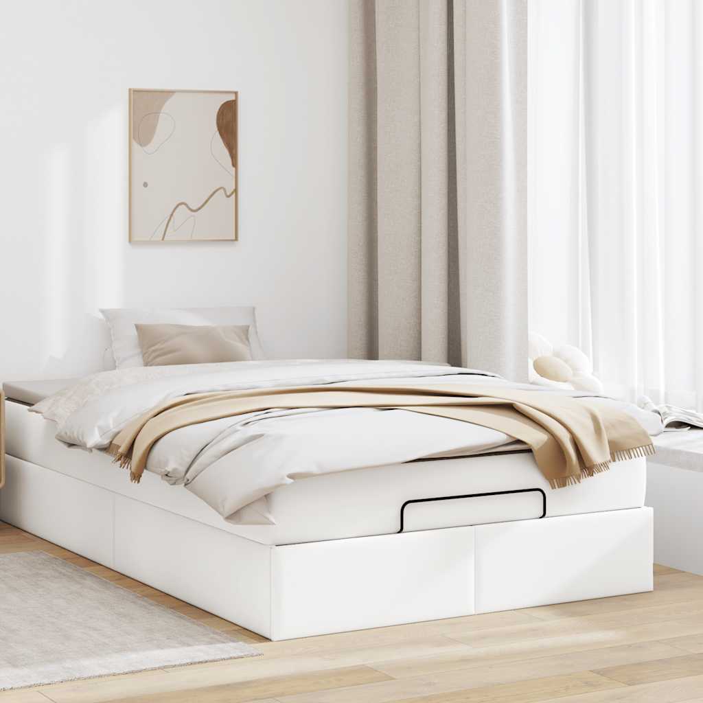 osmannisk sengeramme med madras 120x190 cm kunstlæder hvid