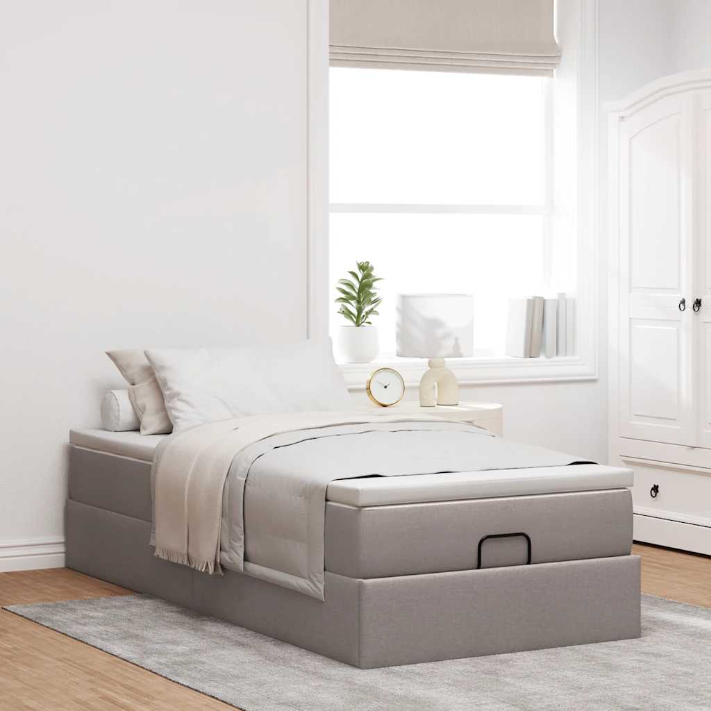 osmannisk sengeramme med madras 100x200 cm stof gråbrun