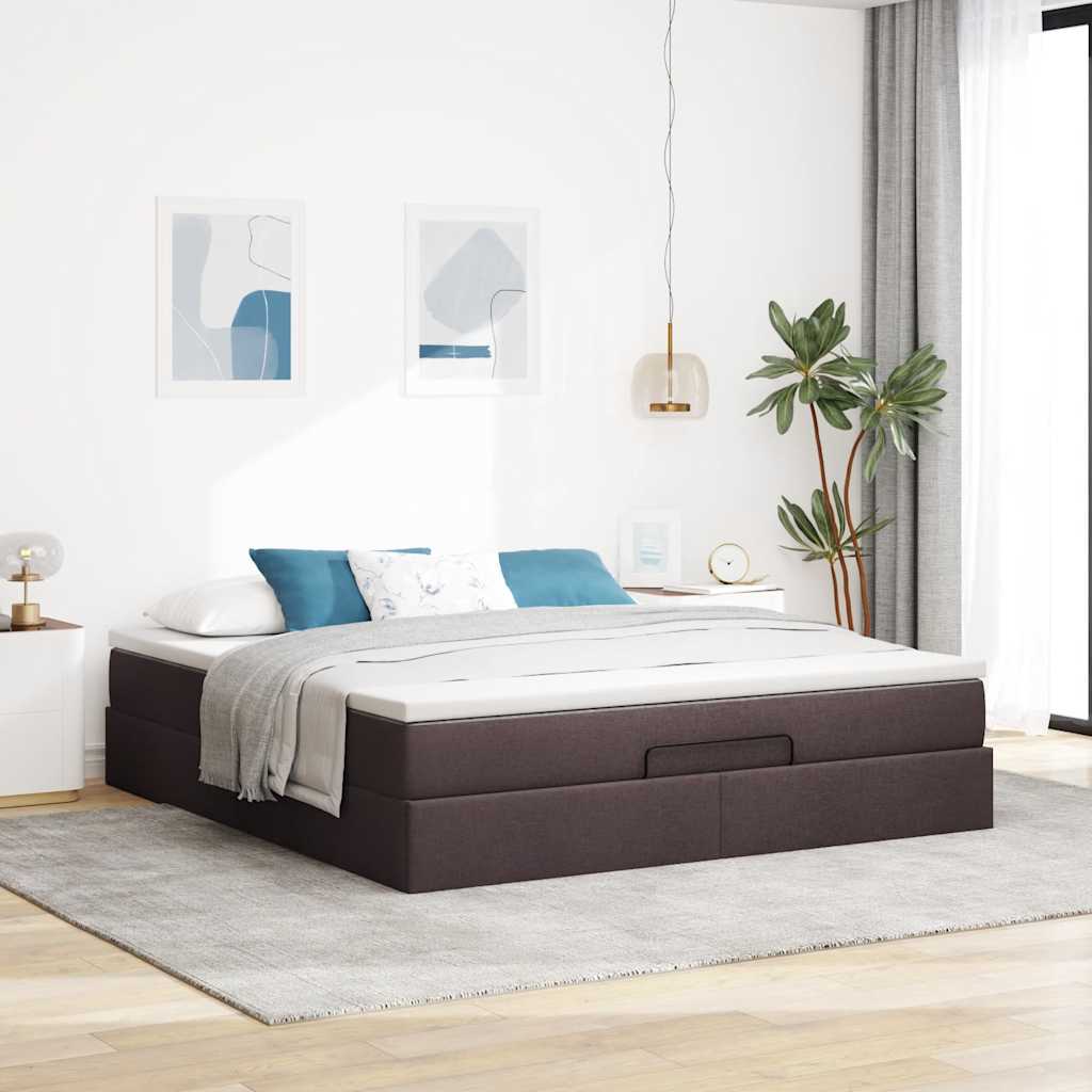 osmannisk sengeramme med madras 160x200 cm stof mørkebrun