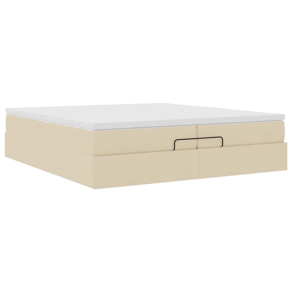 osmannisk sengeramme med madrasser 200x200 cm stof cremefarvet