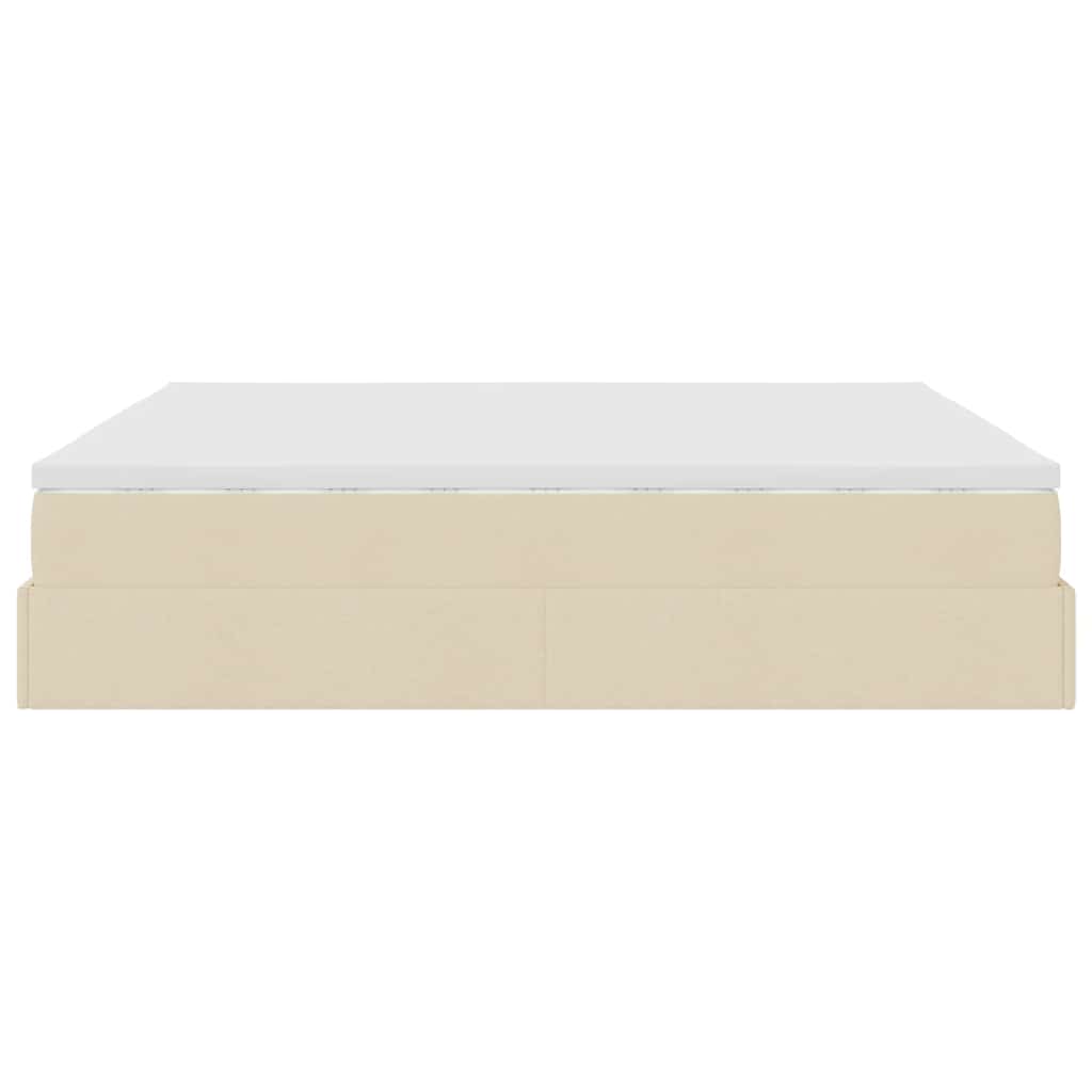 osmannisk sengeramme med madrasser 200x200 cm stof cremefarvet