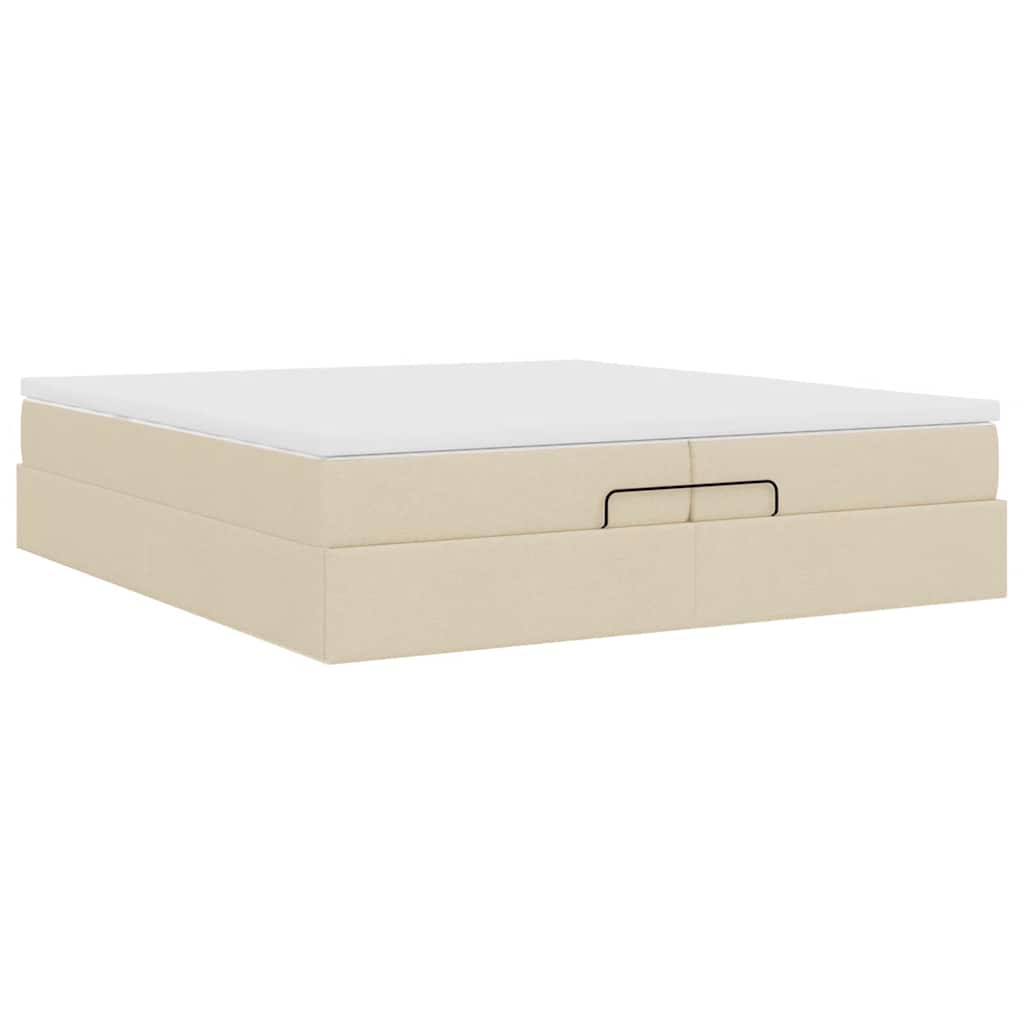 osmannisk sengeramme med madrasser 200x200 cm stof cremefarvet