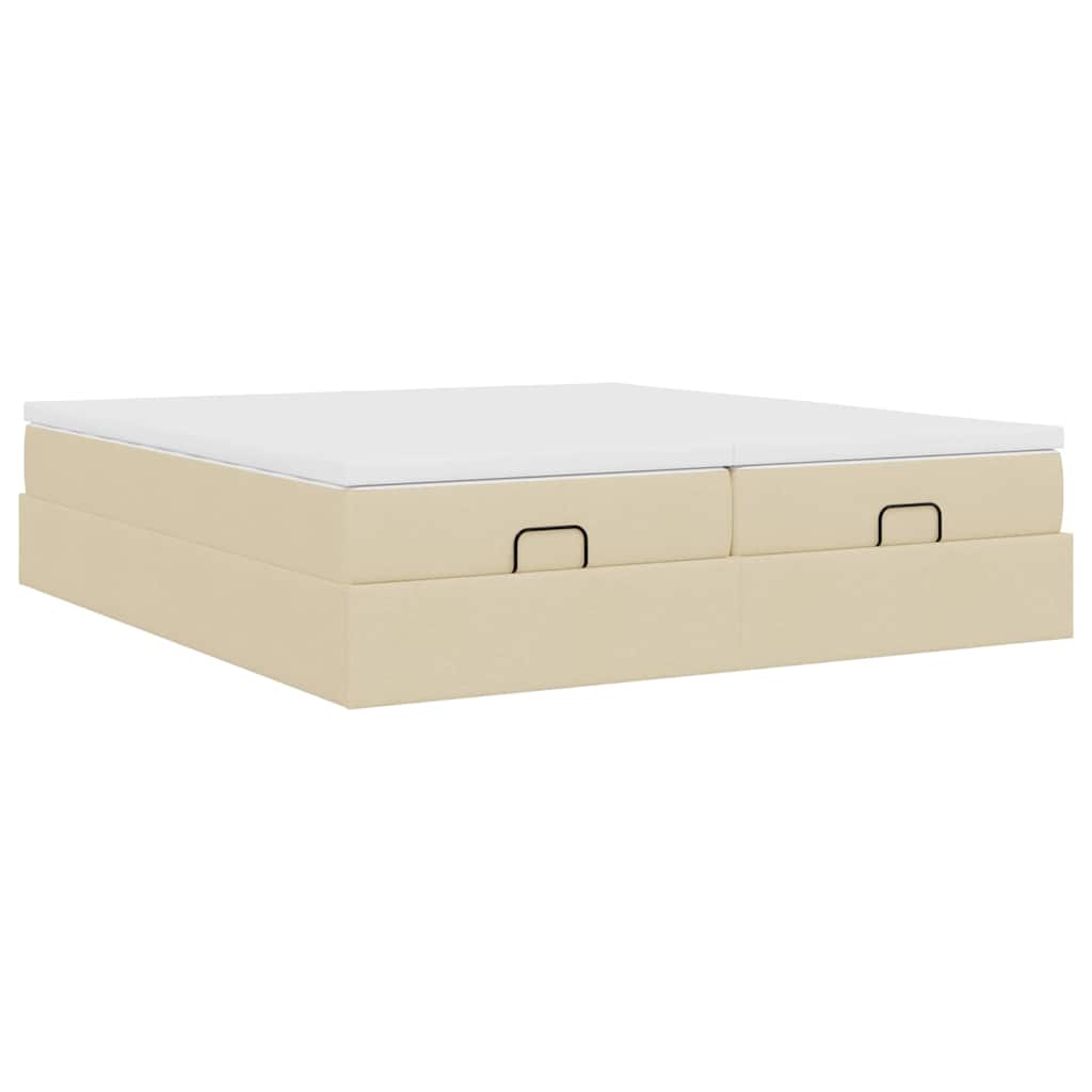 osmannisk sengeramme med madrasser 160x200 cm stof cremefarvet