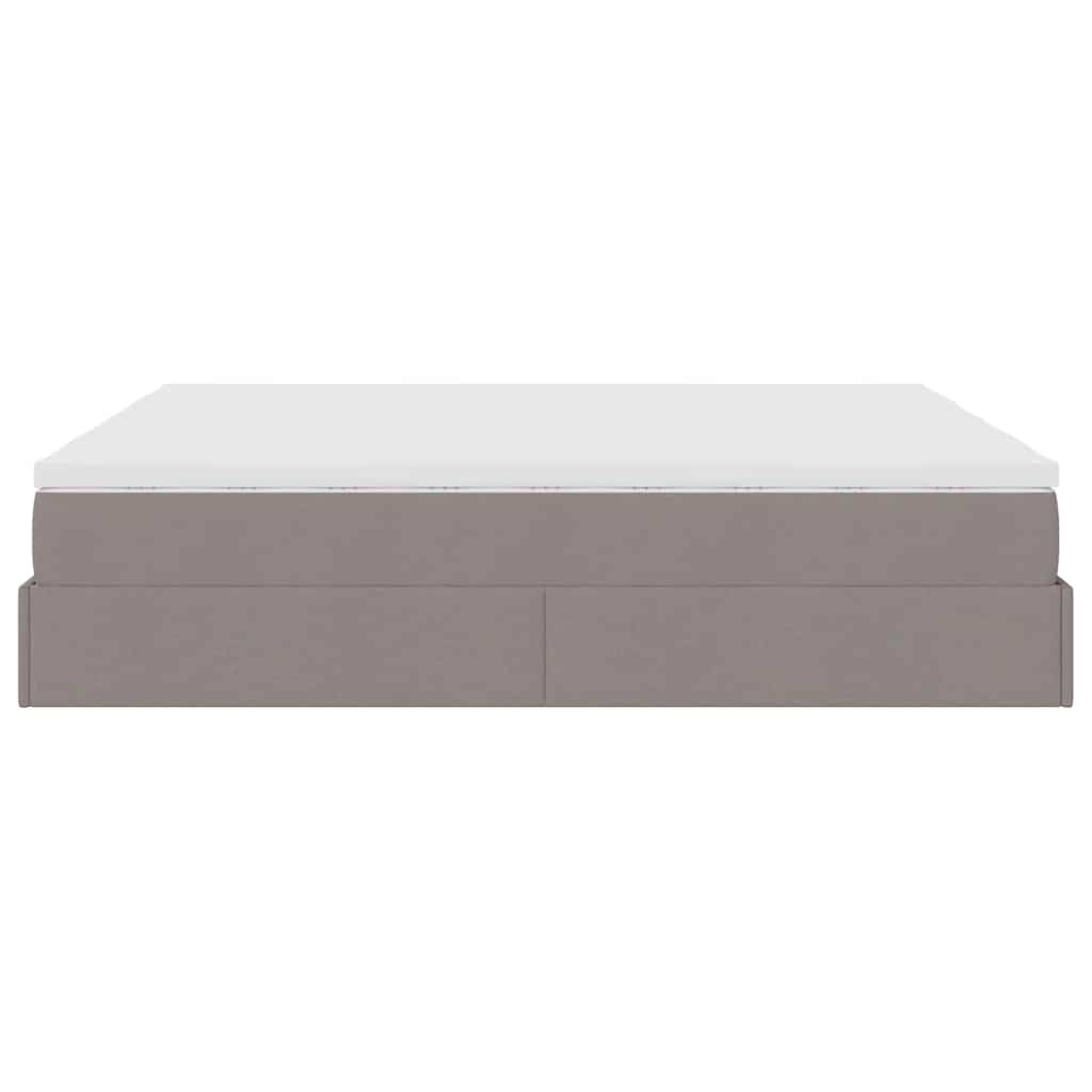 osmannisk sengeramme med madrasser 200x200 cm stof gråbrun