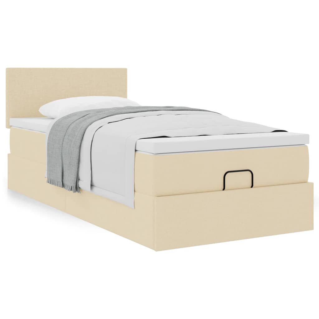 osmannisk sengeramme med madras 80x200 cm stof cremefarvet