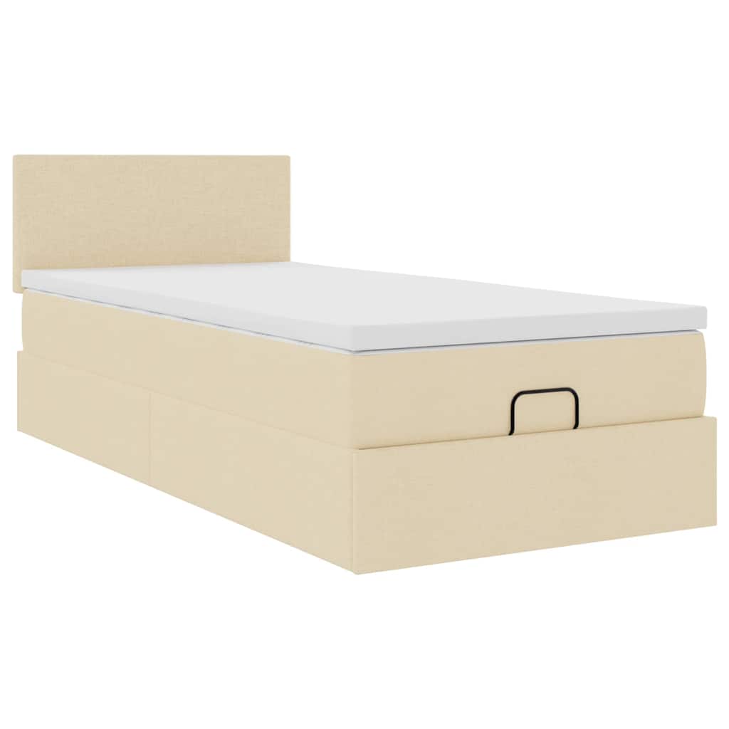 osmannisk sengeramme med madras 80x200 cm stof cremefarvet