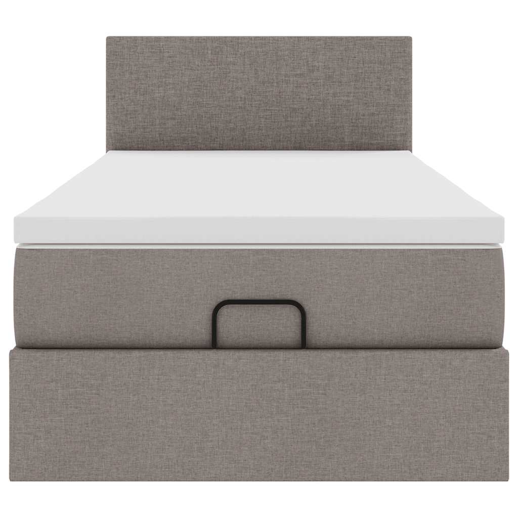 ottoman seng med madras 100x200 cm stof gråbrun