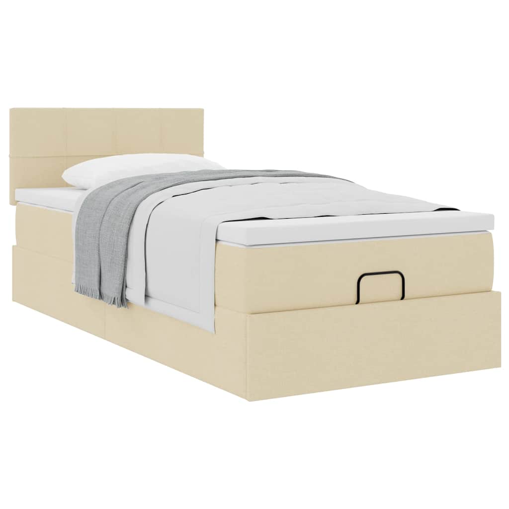 osmannisk sengeramme med madras 80x200 cm stof cremefarvet