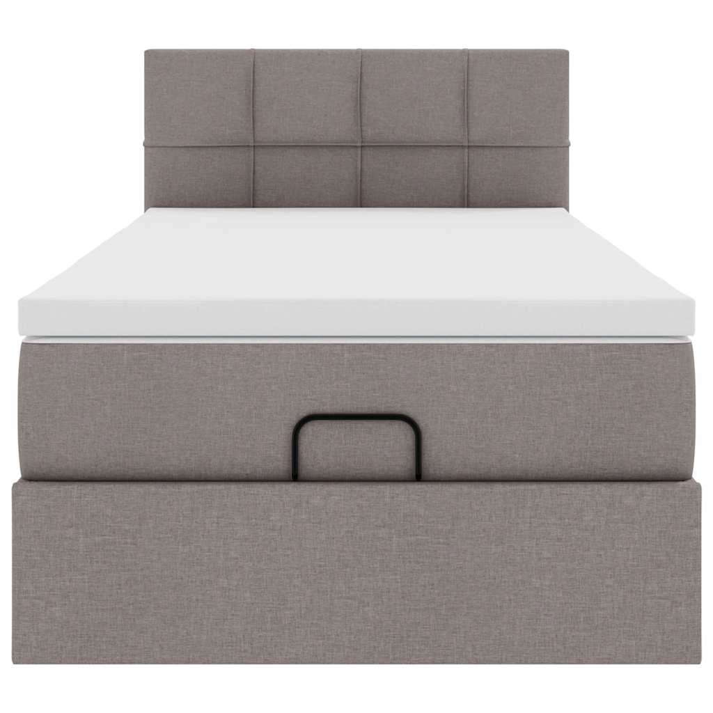 ottoman seng med madras 100x200 cm stof gråbrun
