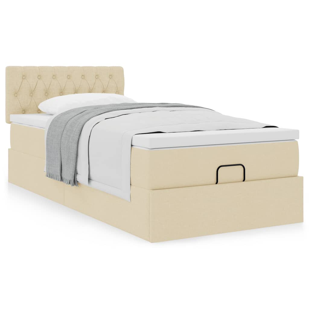 osmannisk sengeramme med madras 80x200 cm stof cremefarvet