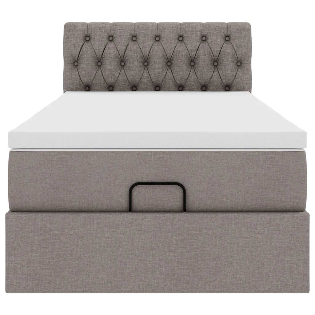 ottoman seng med madras 100x200 cm stof gråbrun