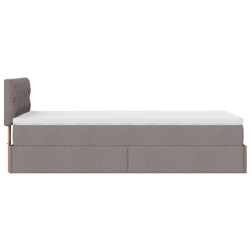 ottoman seng med madras 100x200 cm stof gråbrun