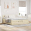 osmannisk sengeramme med madras 200x200 cm stof cremefarvet