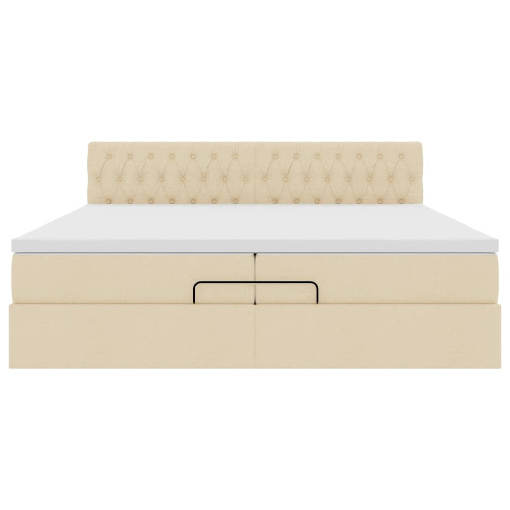 osmannisk sengeramme med madras 200x200 cm stof cremefarvet