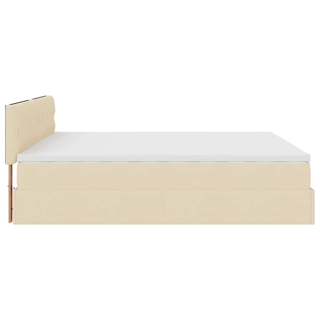 osmannisk sengeramme med madras 200x200 cm stof cremefarvet