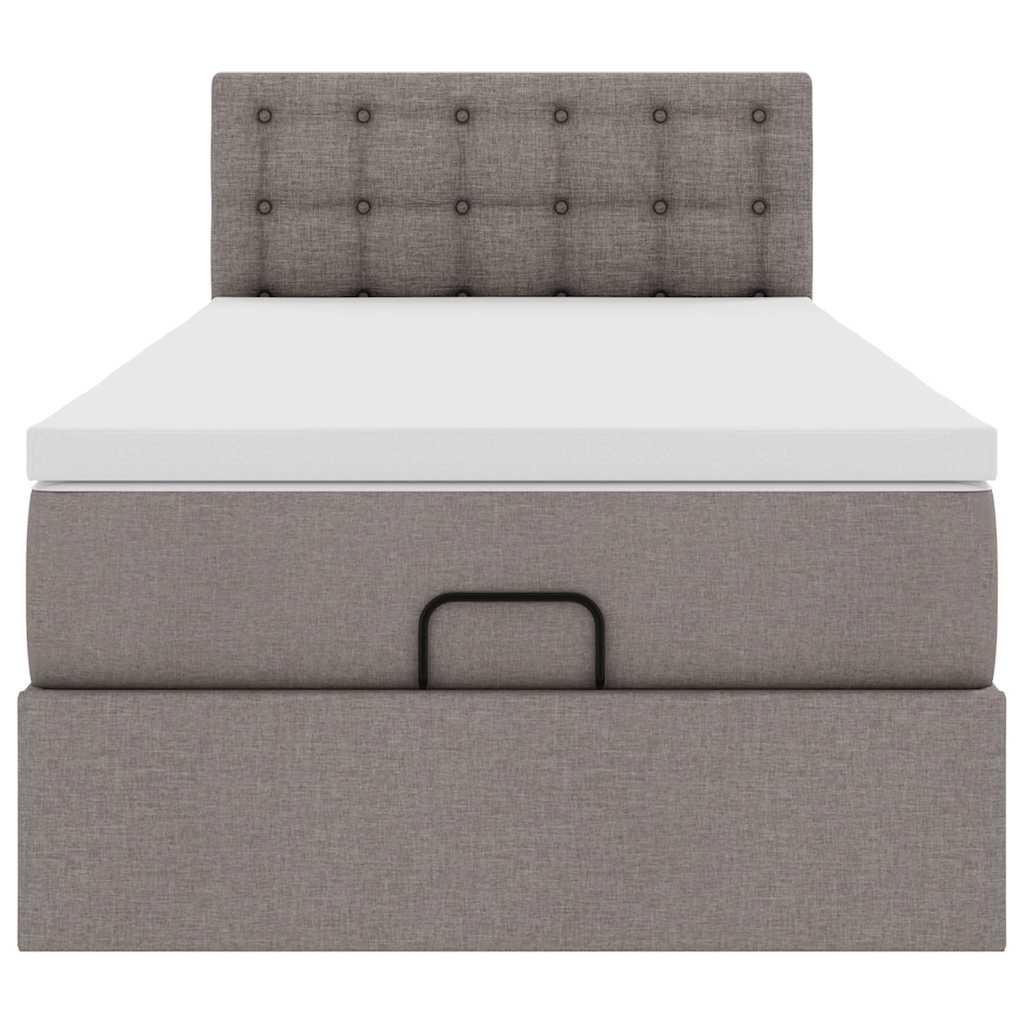 ottoman seng med madras 100x200 cm stof gråbrun