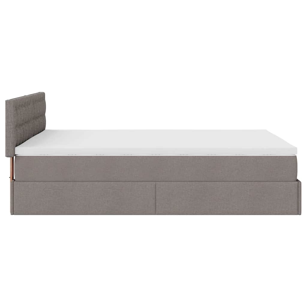 ottoman seng med madras 140x200 cm stof gråbrun