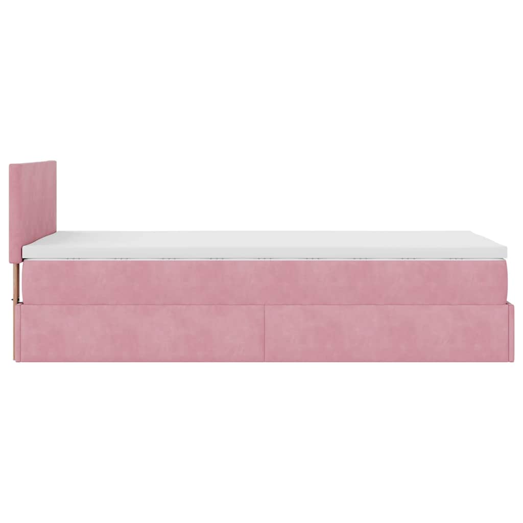 osmannisk sengeramme med madras 90x190 cm fløjl lyserød