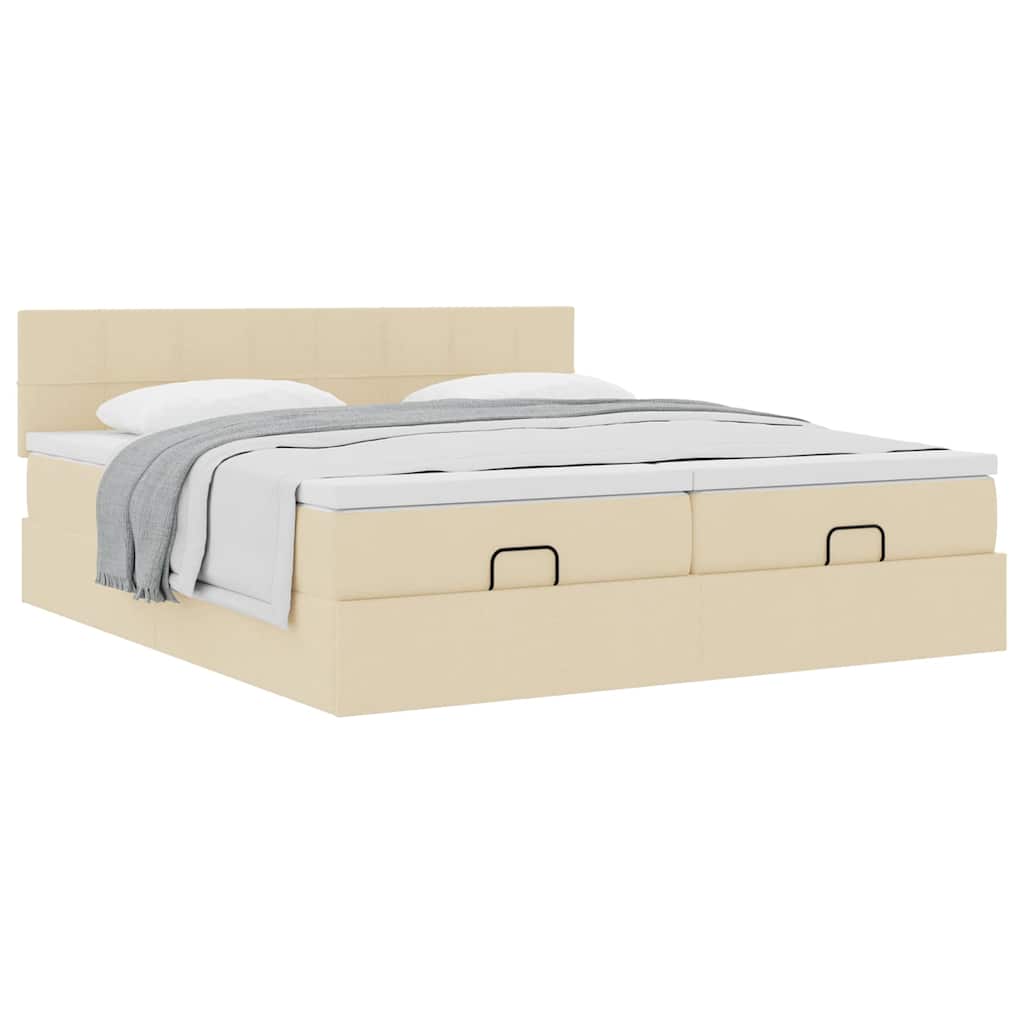 osmannisk sengeramme med madrasser 160x200 cm stof cremefarvet
