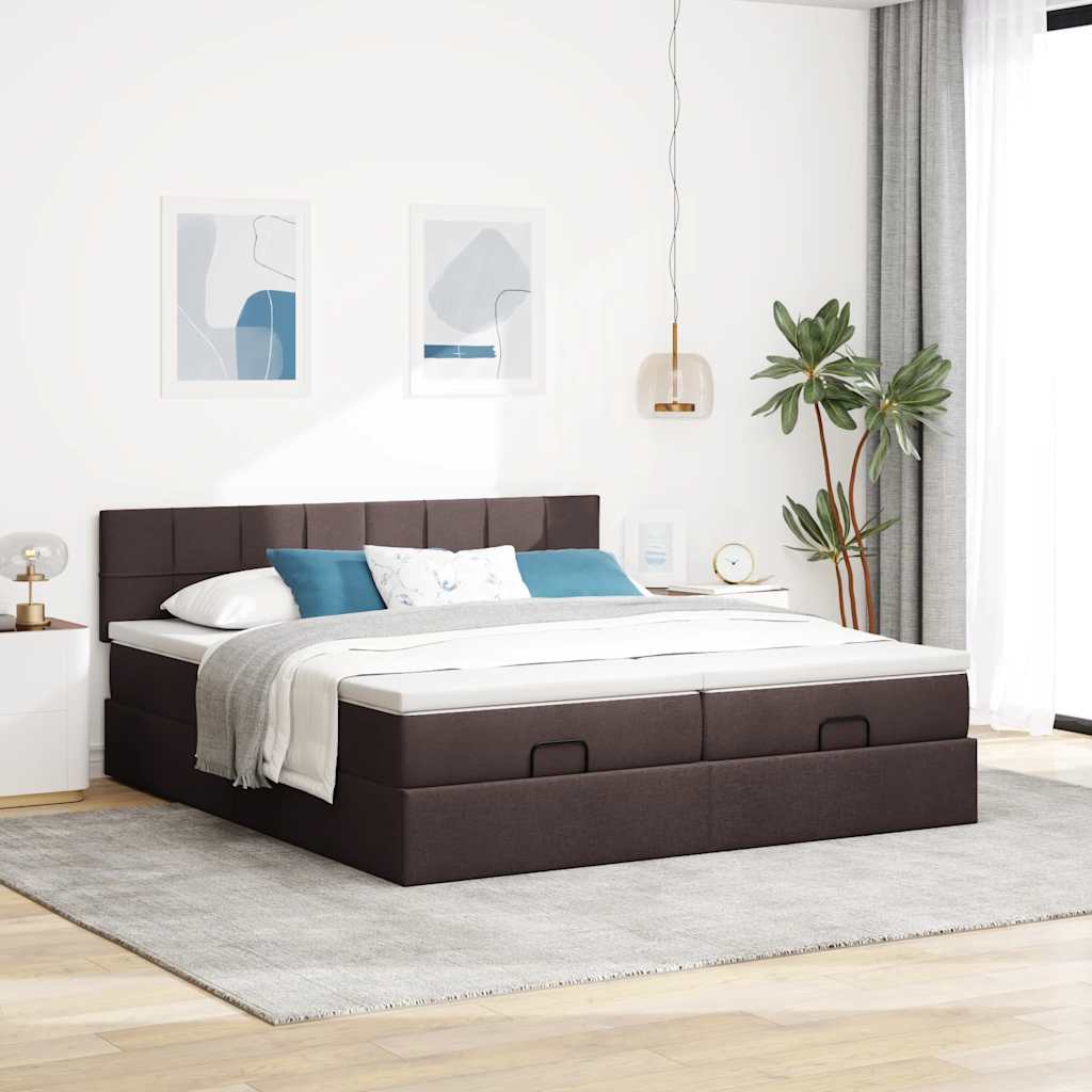 osmannisk sengeramme med madrasser 180x200 cm stof mørkebrun