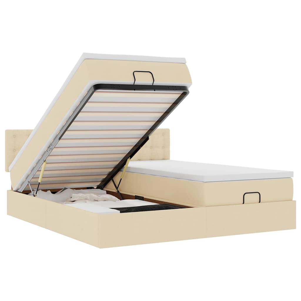 osmannisk sengeramme med madrasser 160x200 cm stof cremefarvet
