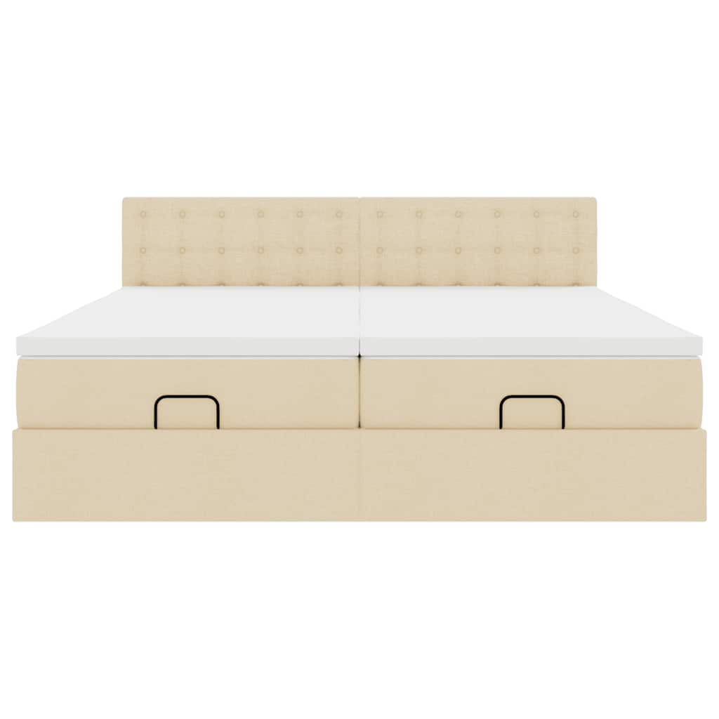 osmannisk sengeramme med madrasser 160x200 cm stof cremefarvet