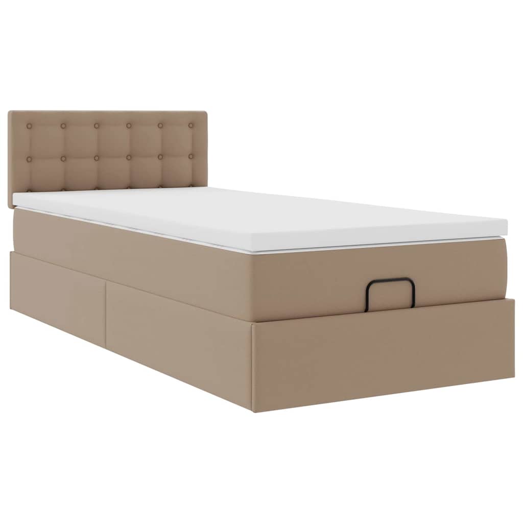 osmannisk sengeramme med madras 80x200 cm kunstlæder cappuccino
