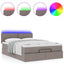 Ottoman seng med madras & LEDs Taupe 140x200 cm Stof