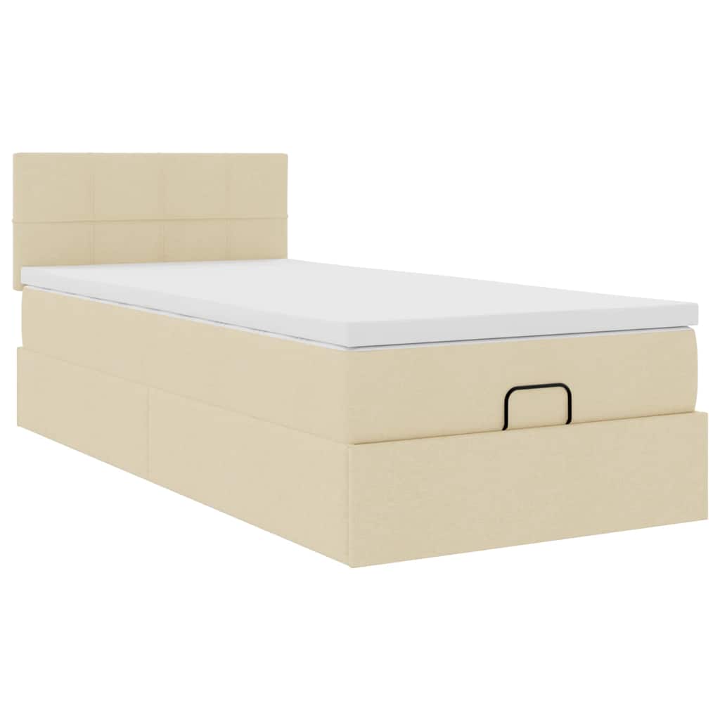 osmannisk sengeramme med madras 80x200 cm stof cremefarvet