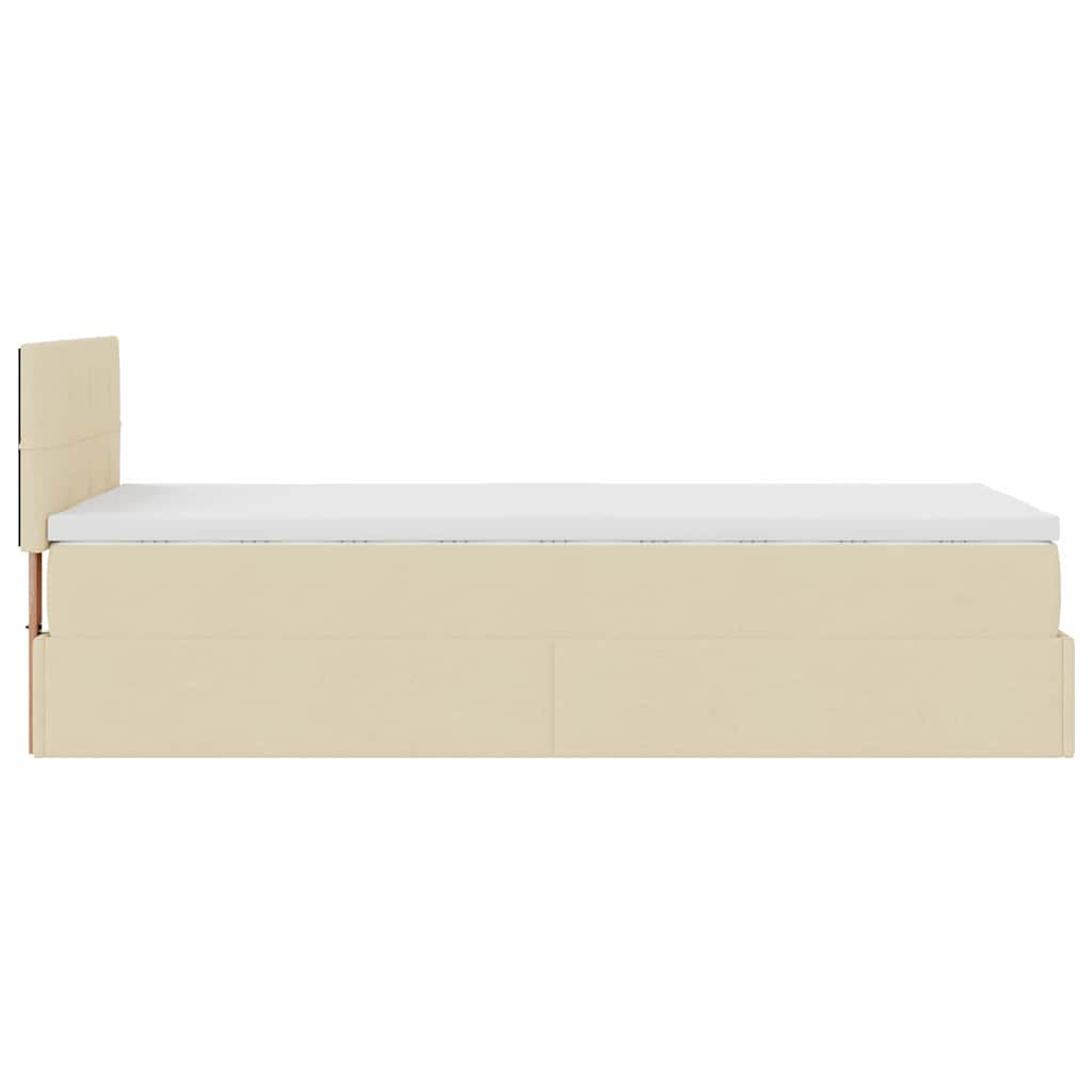 osmannisk sengeramme med madras 80x200 cm stof cremefarvet