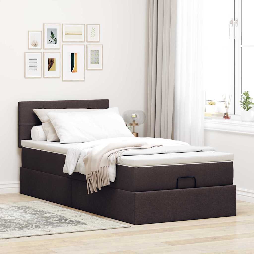 osmannisk sengeramme med madras 90x190 cm stof mørkebrun