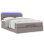 Ottoman seng med madras & LEDs Taupe 140x200 cm Stof
