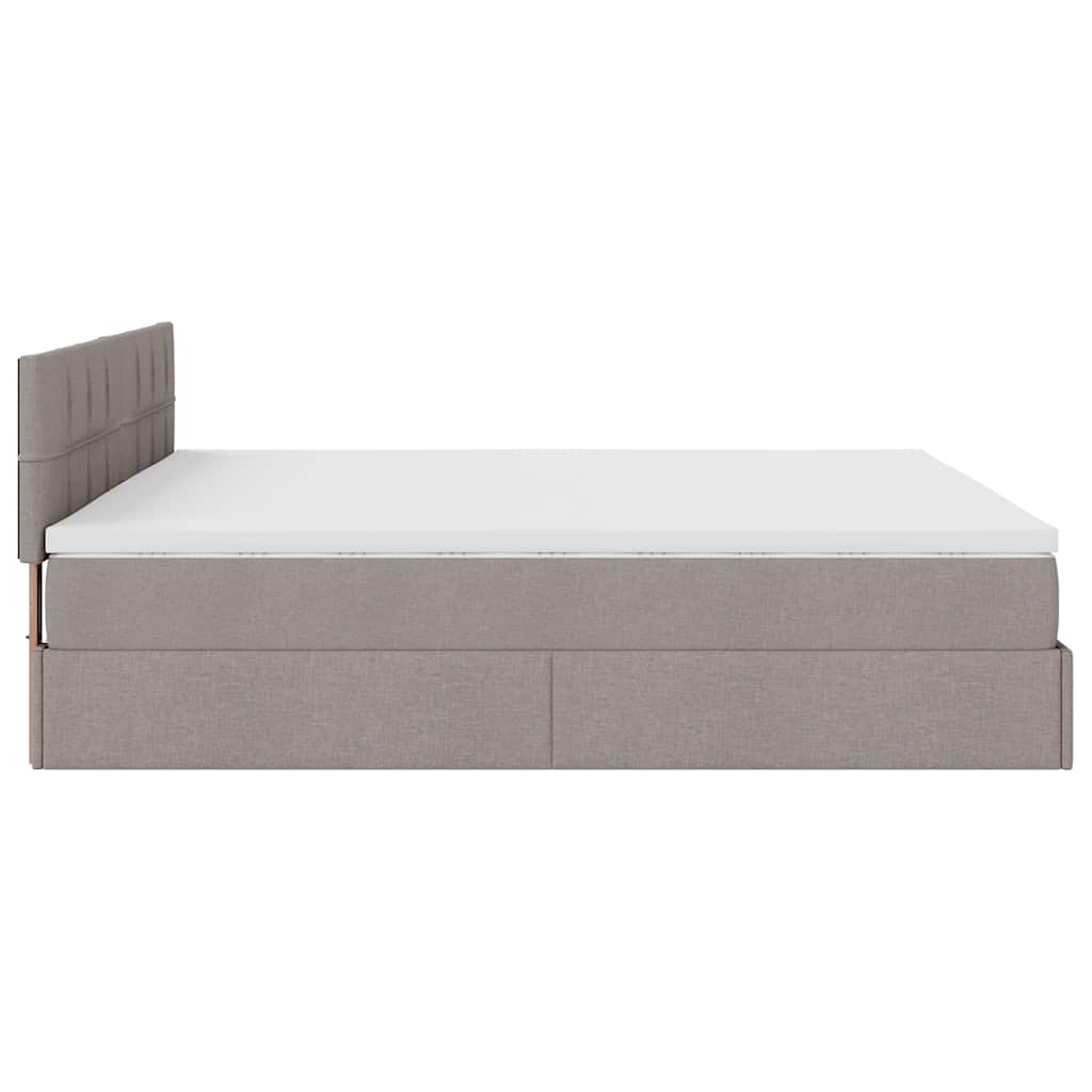 ottoman seng med madras & LEDs 180x200cm stof gråbrun