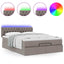 Ottoman seng med madras & LEDs Taupe 140x200 cm Stof