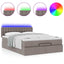 Ottoman seng med madras & LEDs Taupe 140x200 cm Stof