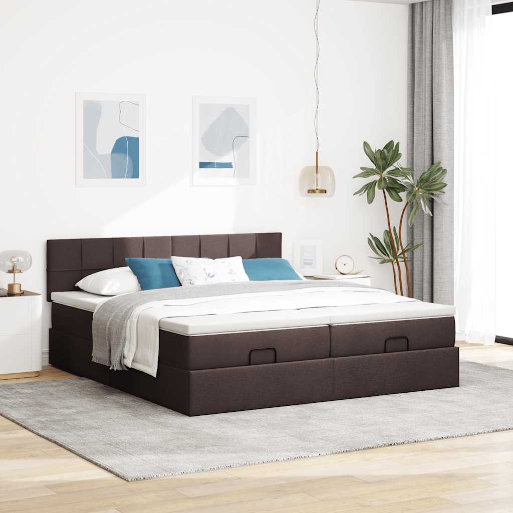 osmannisk sengeramme med madrasser 180x200 cm stof mørkebrun